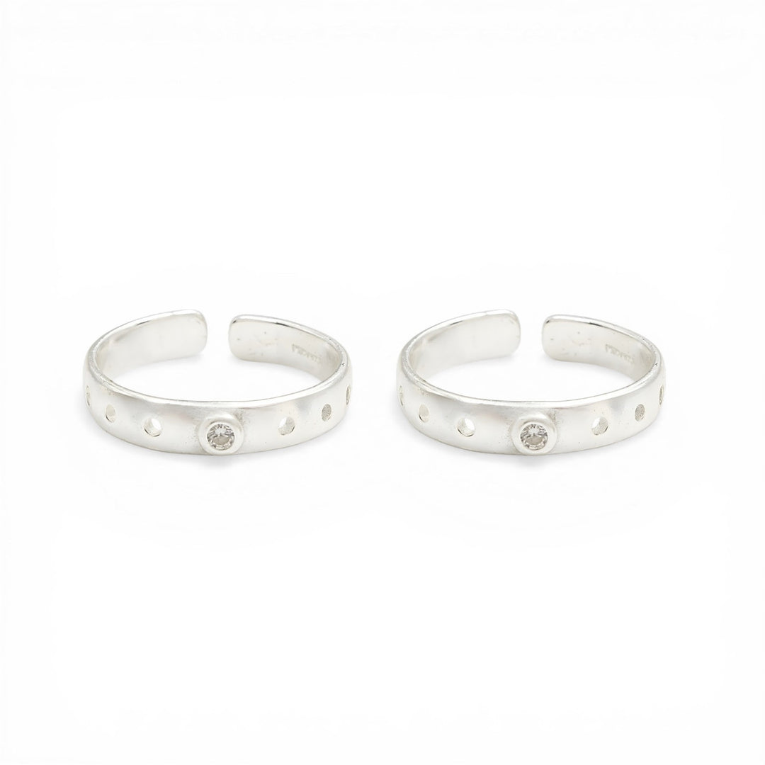 Daily wear 925 Real Silver Women White CZ Toe Ring - Pair
