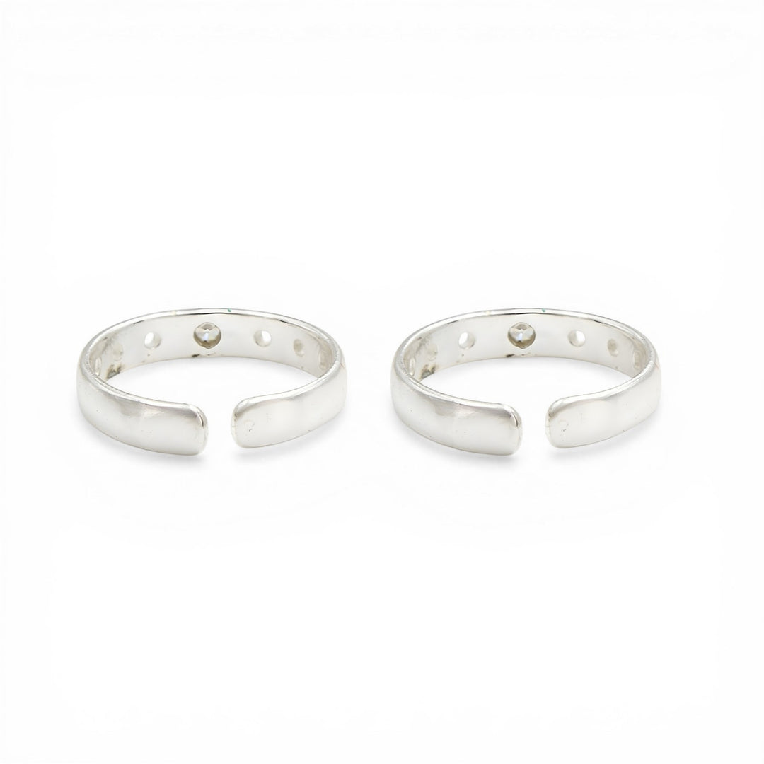 Daily wear 925 Real Silver Women White CZ Toe Ring - Pair