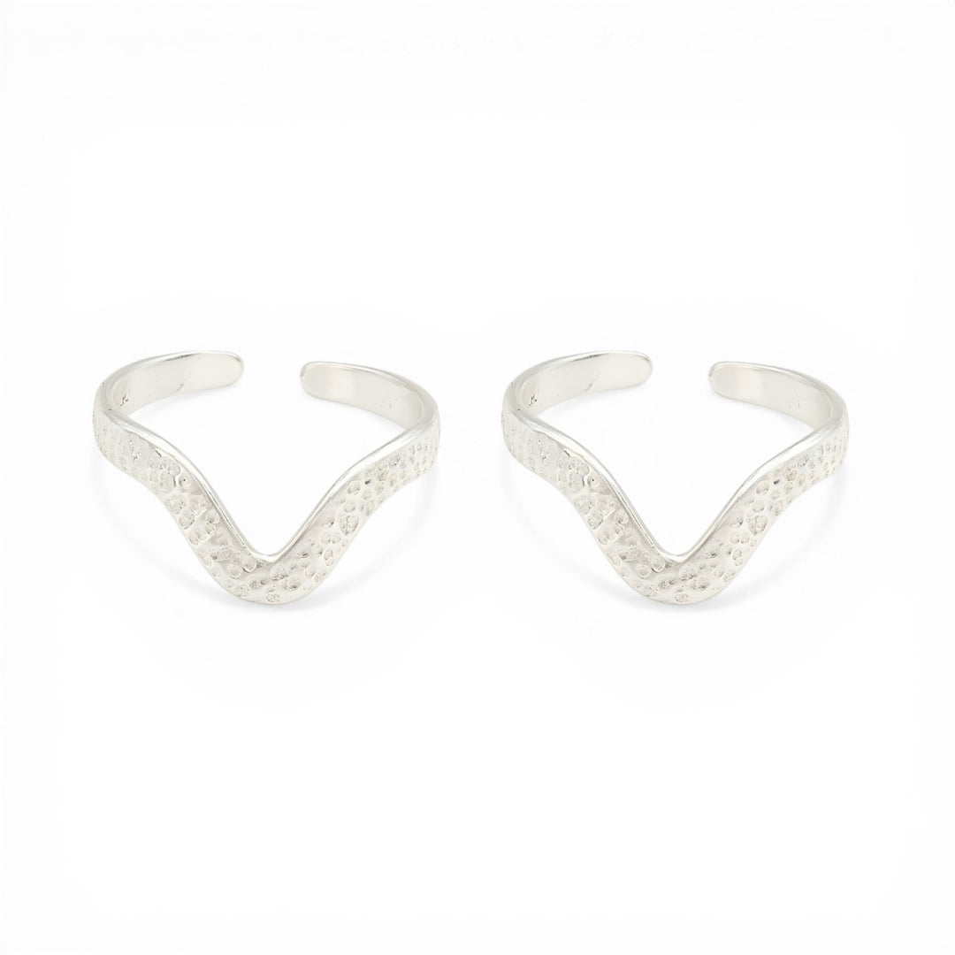 925 Real Sterling Silver women Chevron Toe Ring - Pair