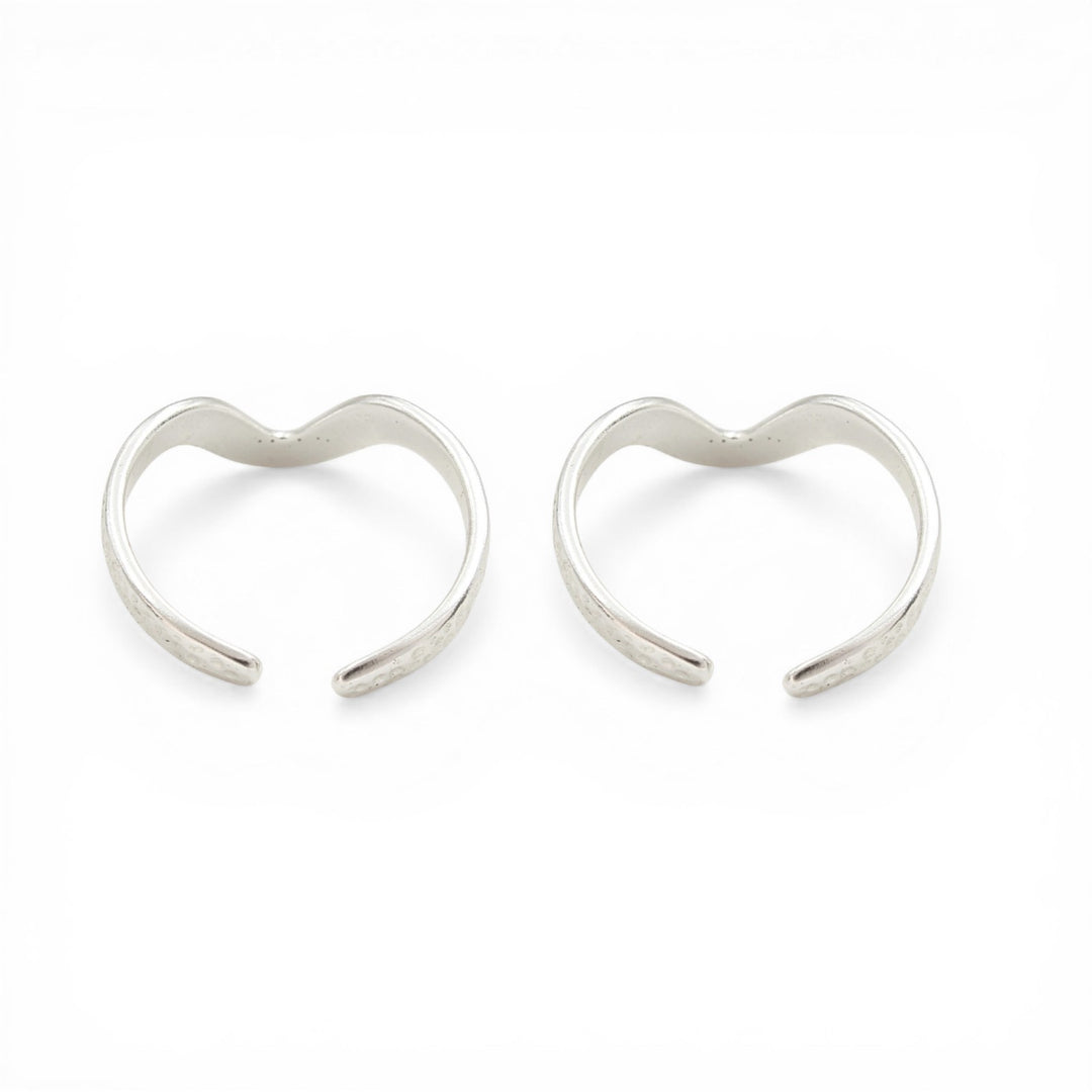 925 Real Sterling Silver women Chevron Toe Ring - Pair