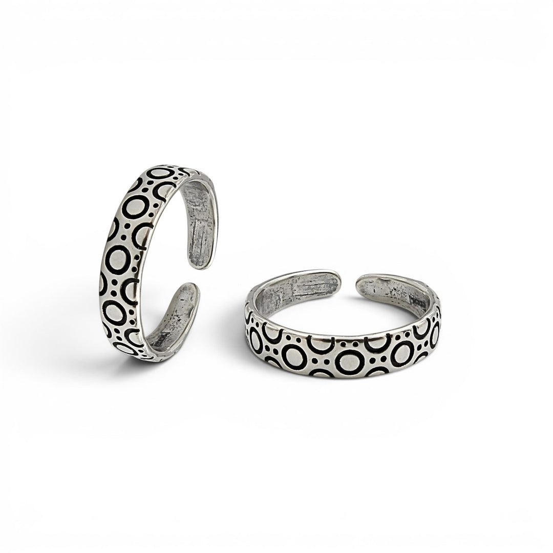 Trendy 925 Real Silver Women Oxidized Toe Ring - Pair