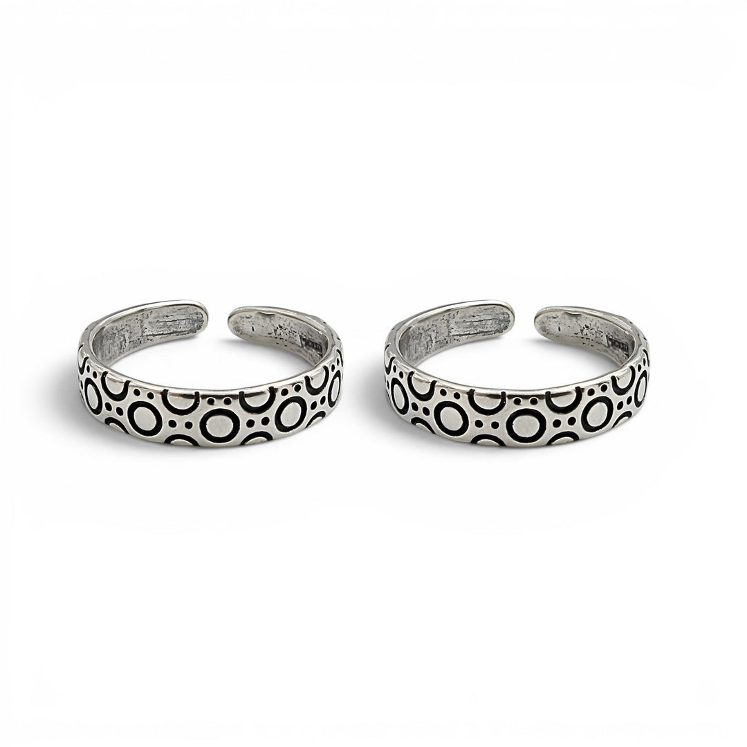 Trendy 925 Real Silver Women Oxidized Toe Ring - Pair