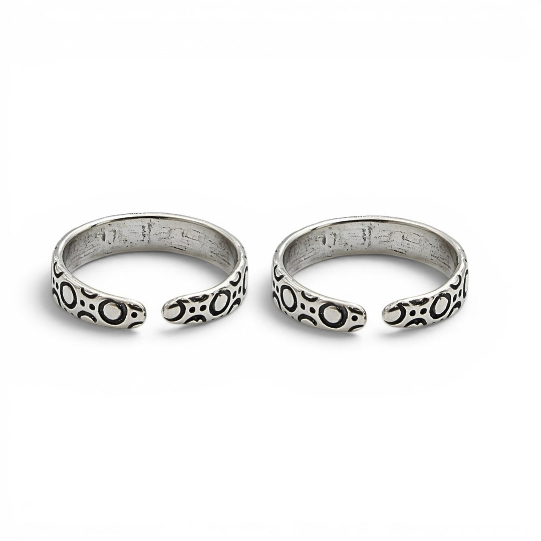 Trendy 925 Real Silver Women Oxidized Toe Ring - Pair
