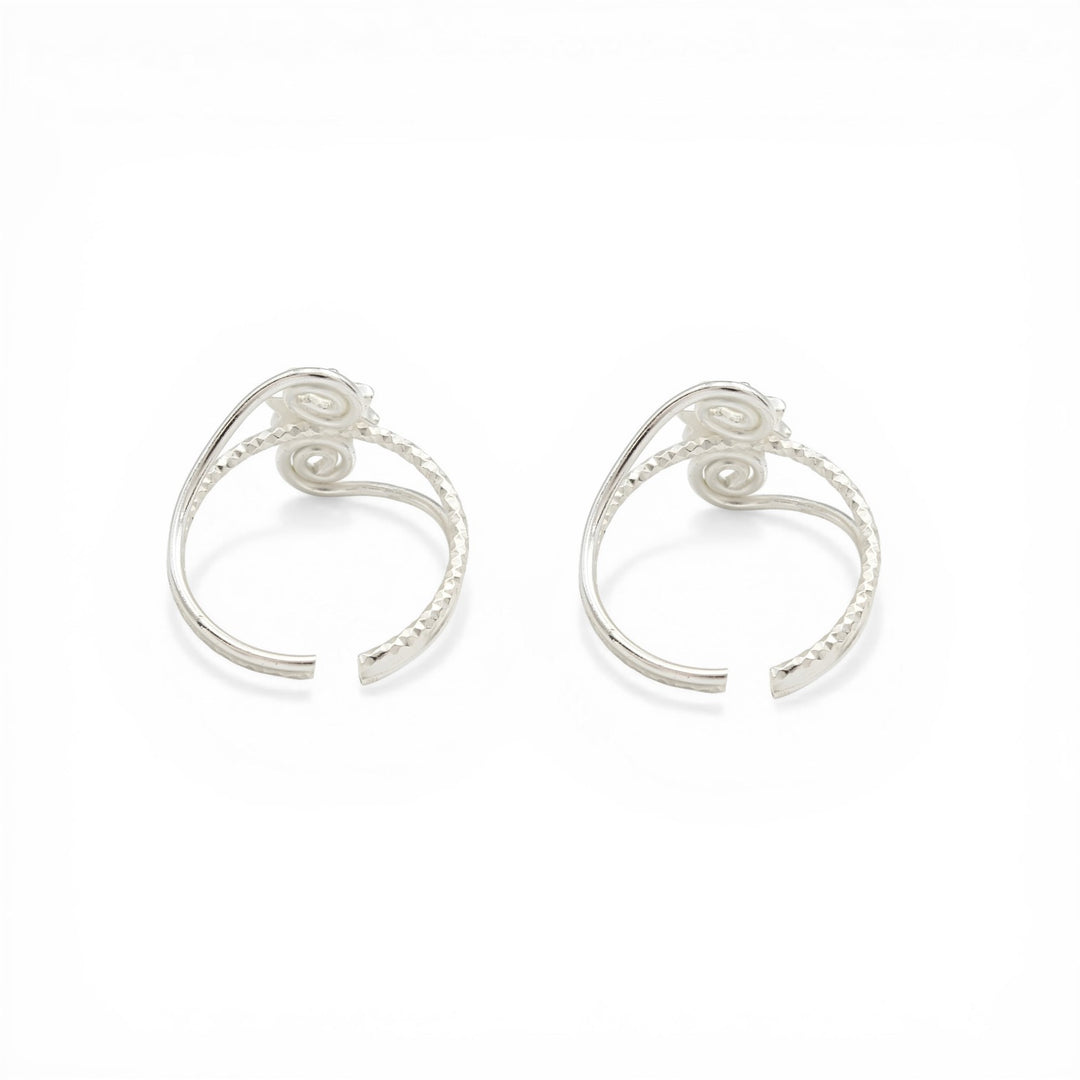 Trendy 925 Real Sterling Silver women Floral Toe Ring - Pair