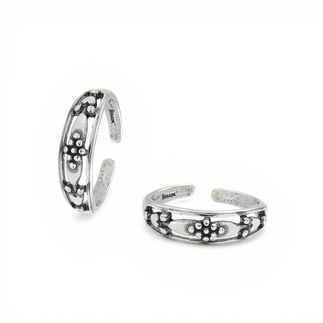 Unique Design Oxidized Women 925 Real Silver Toe Ring - Pair