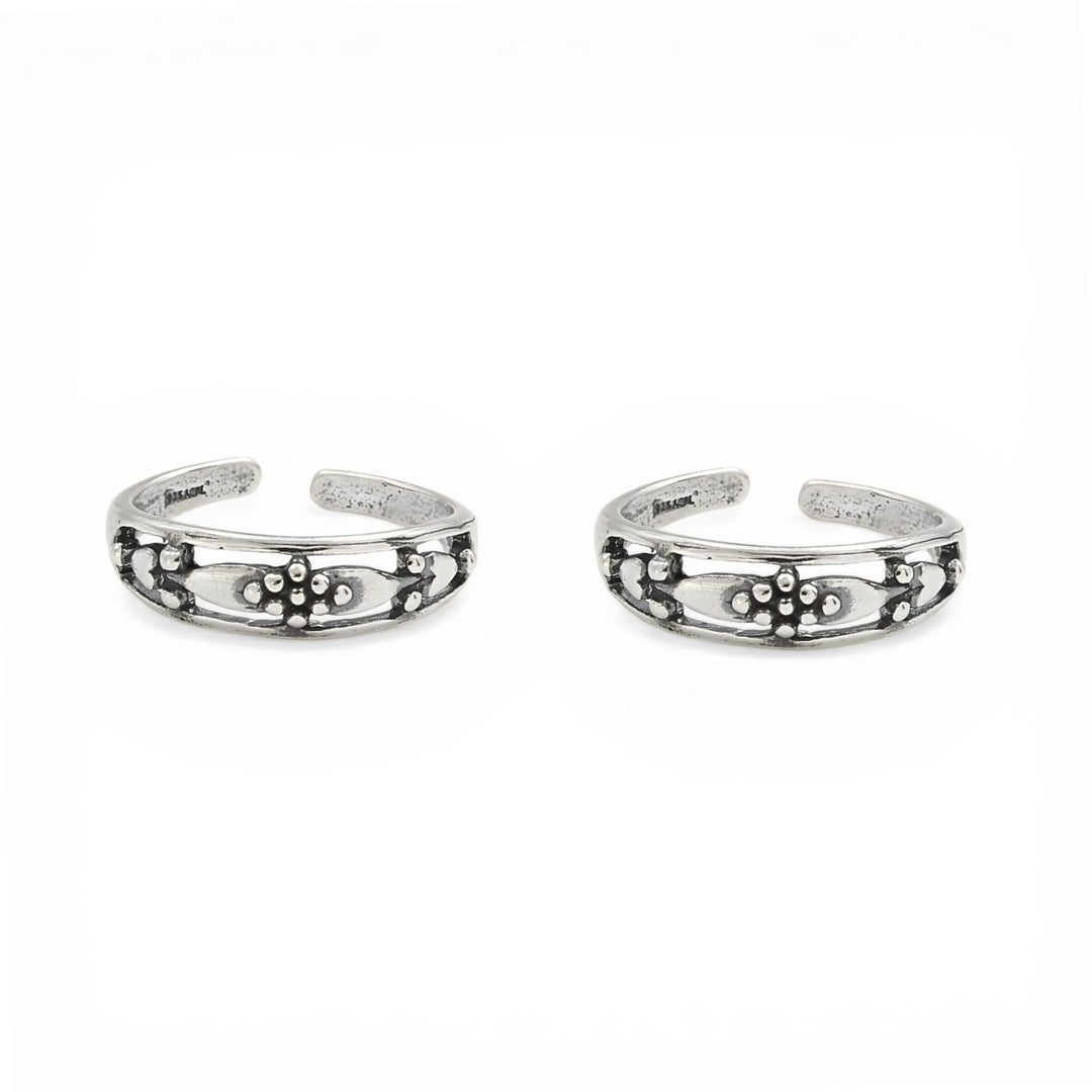 Unique Design Oxidized Women 925 Real Silver Toe Ring - Pair