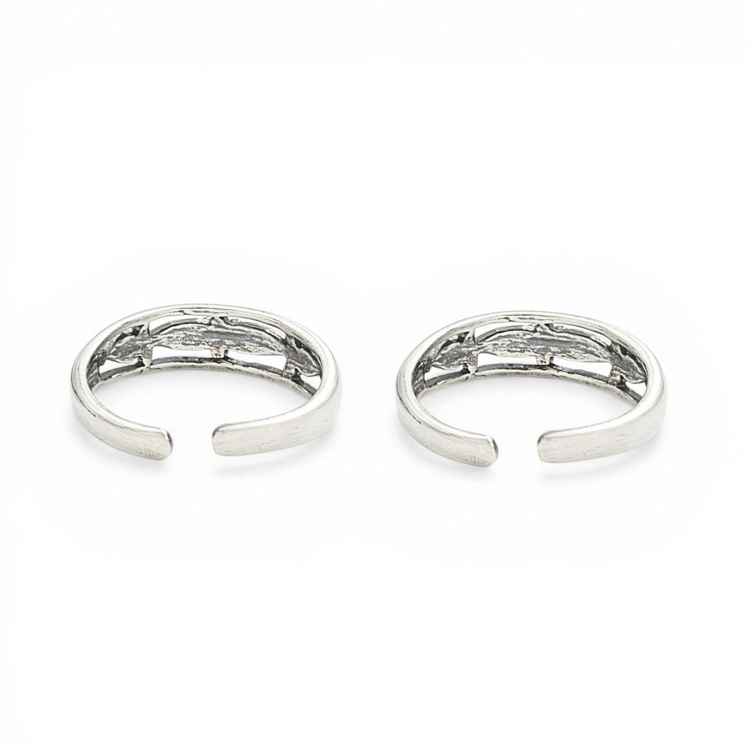 Unique Design Oxidized Women 925 Real Silver Toe Ring - Pair