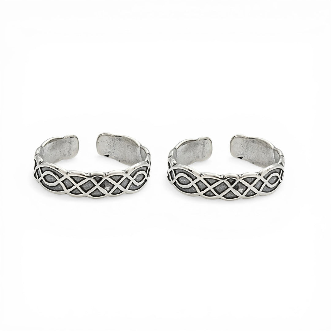 925 Real Silver Women Oxidized Celtic Knot design Toe Ring- Pair