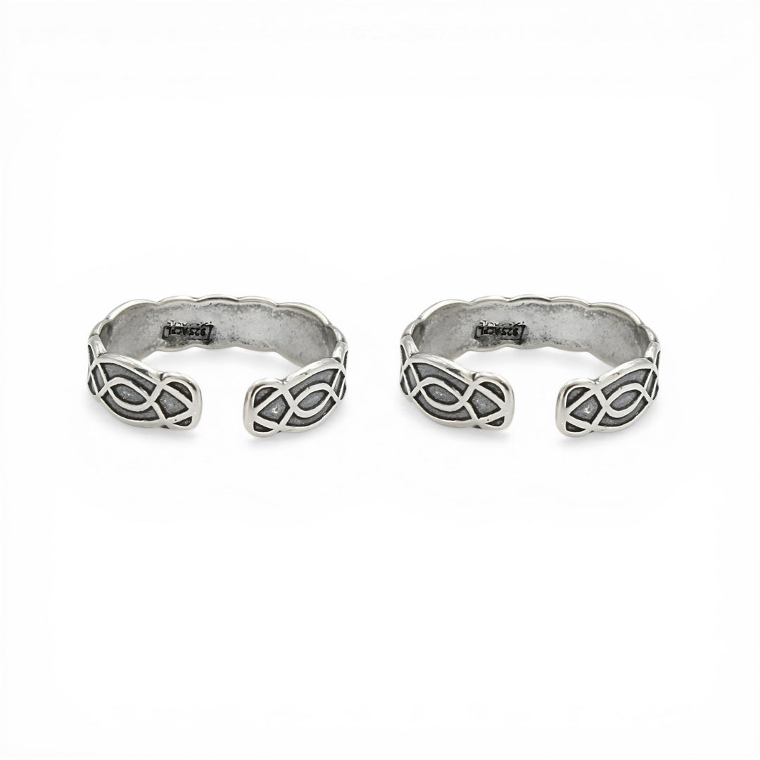 925 Real Silver Women Oxidized Celtic Knot design Toe Ring- Pair