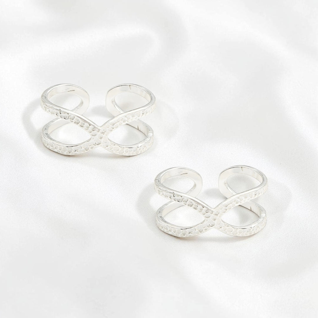 925 Real Silver Criss-Cross Design Adjustable Toe Ring for Women
