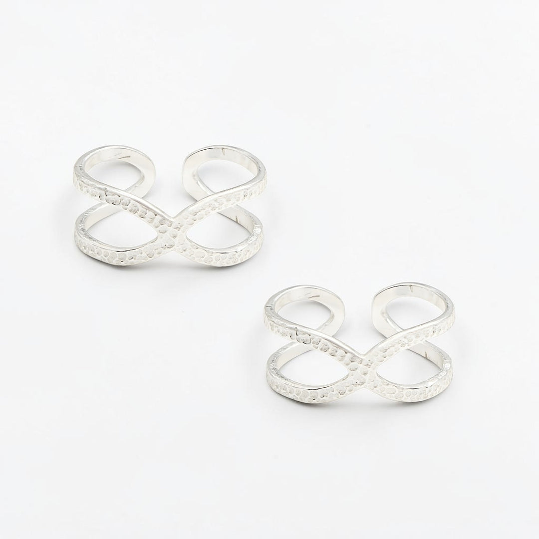 925 Real Silver Criss-Cross Design Adjustable Toe Ring for Women