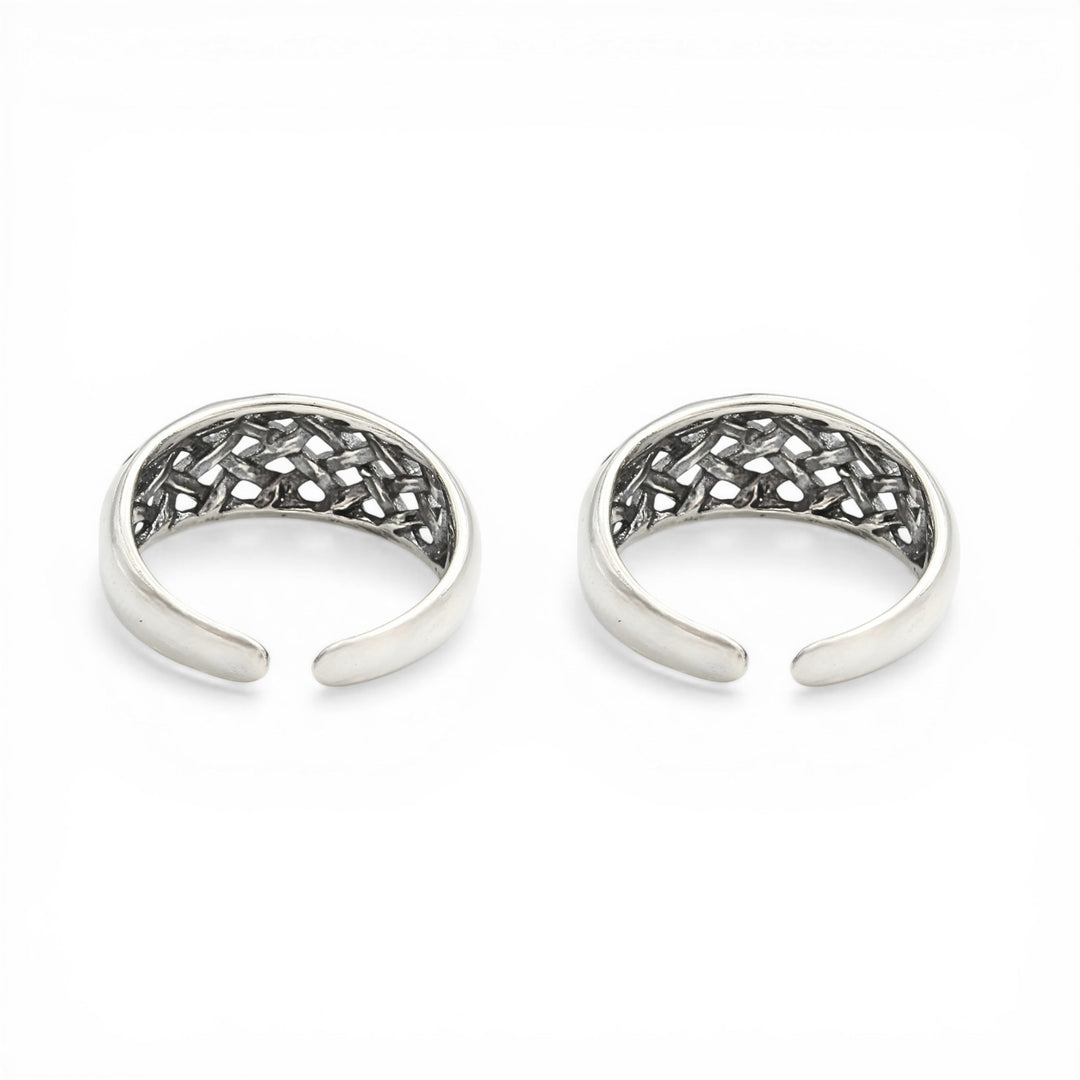 925 Real Silver Braided Weave Adjustable Antique Toe Ring for Women