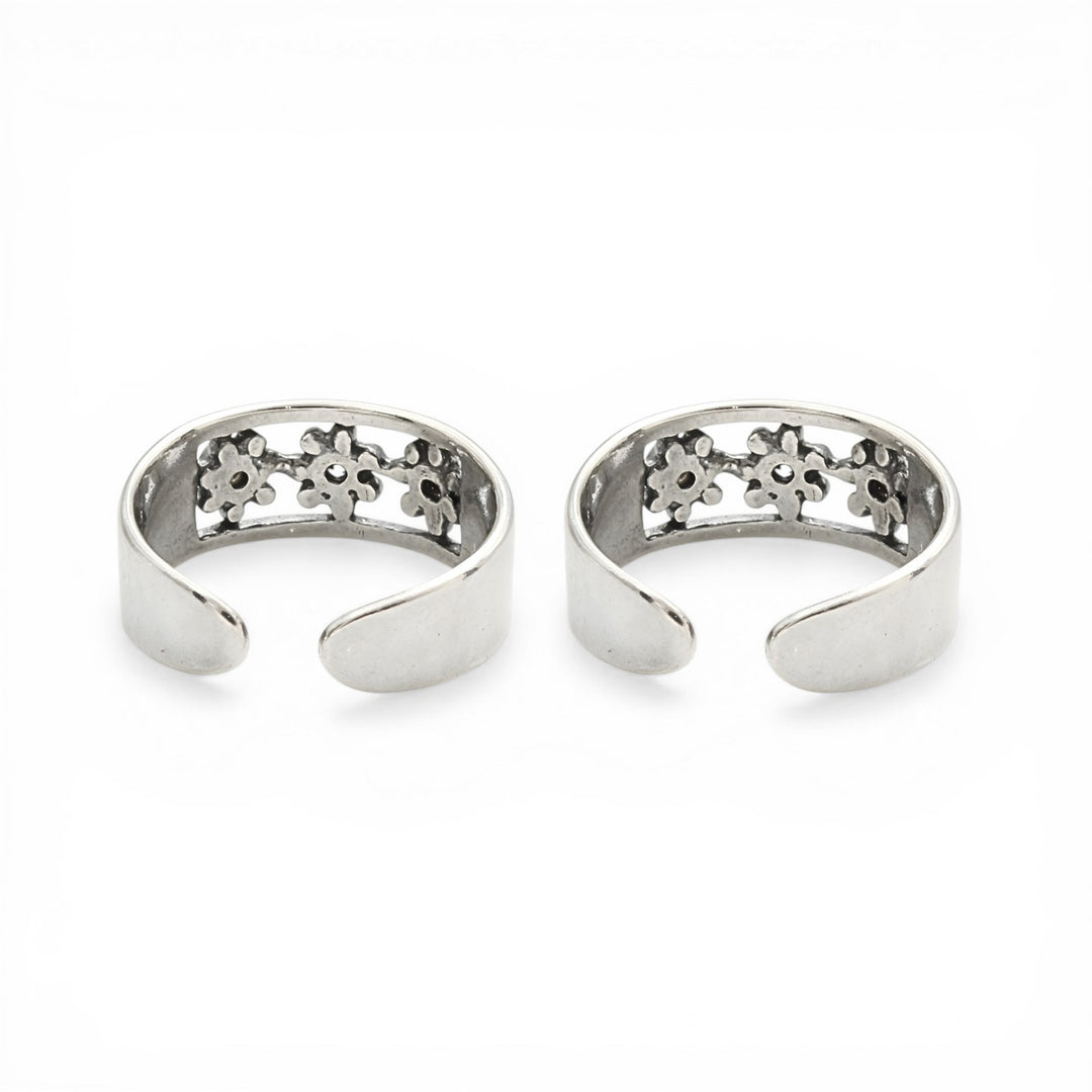 Antique Timeless 925 Real Silver Adjustable White CZ Toe Ring for Women