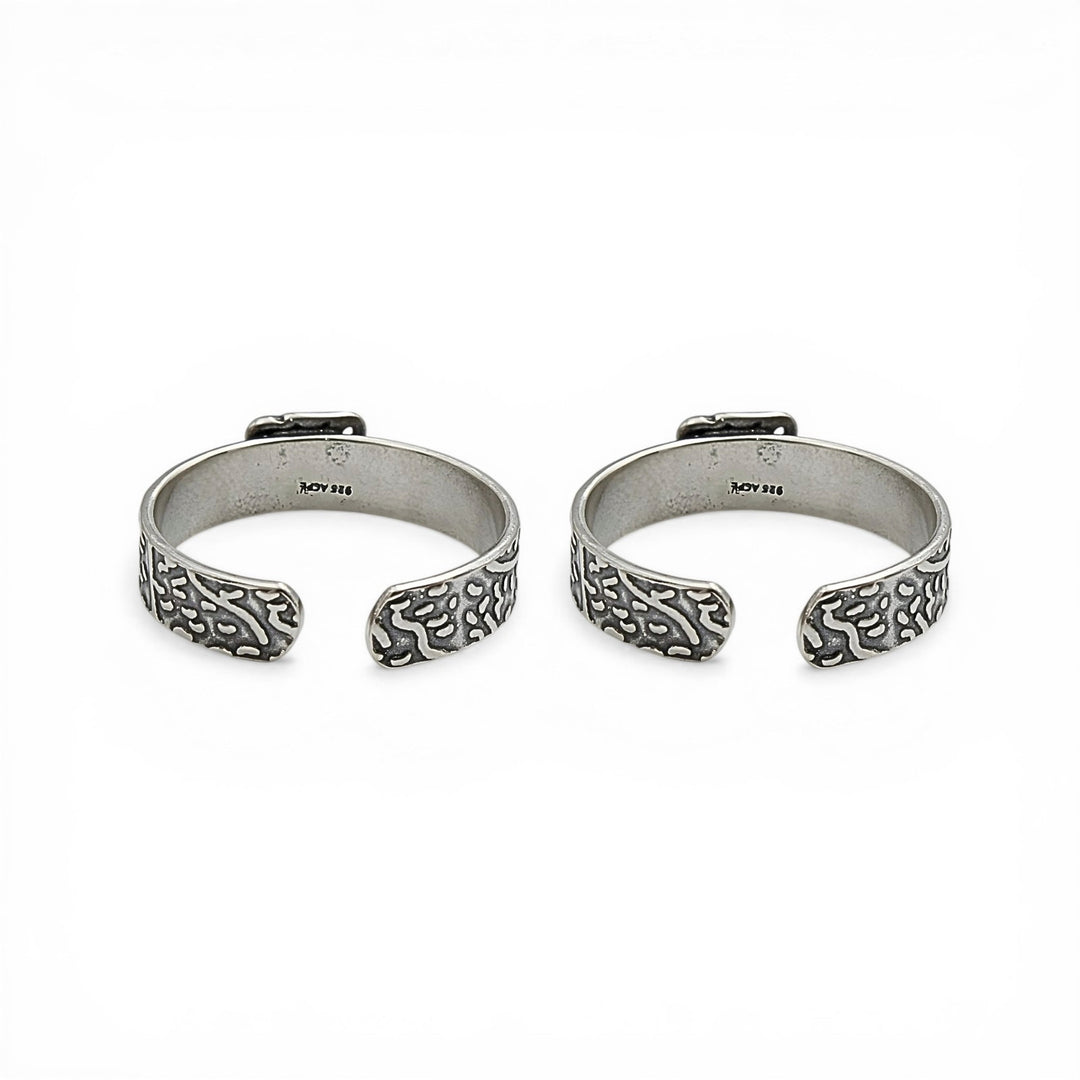 Royal Look Oxidized Women 925 Real Silver Toe Ring - Pair