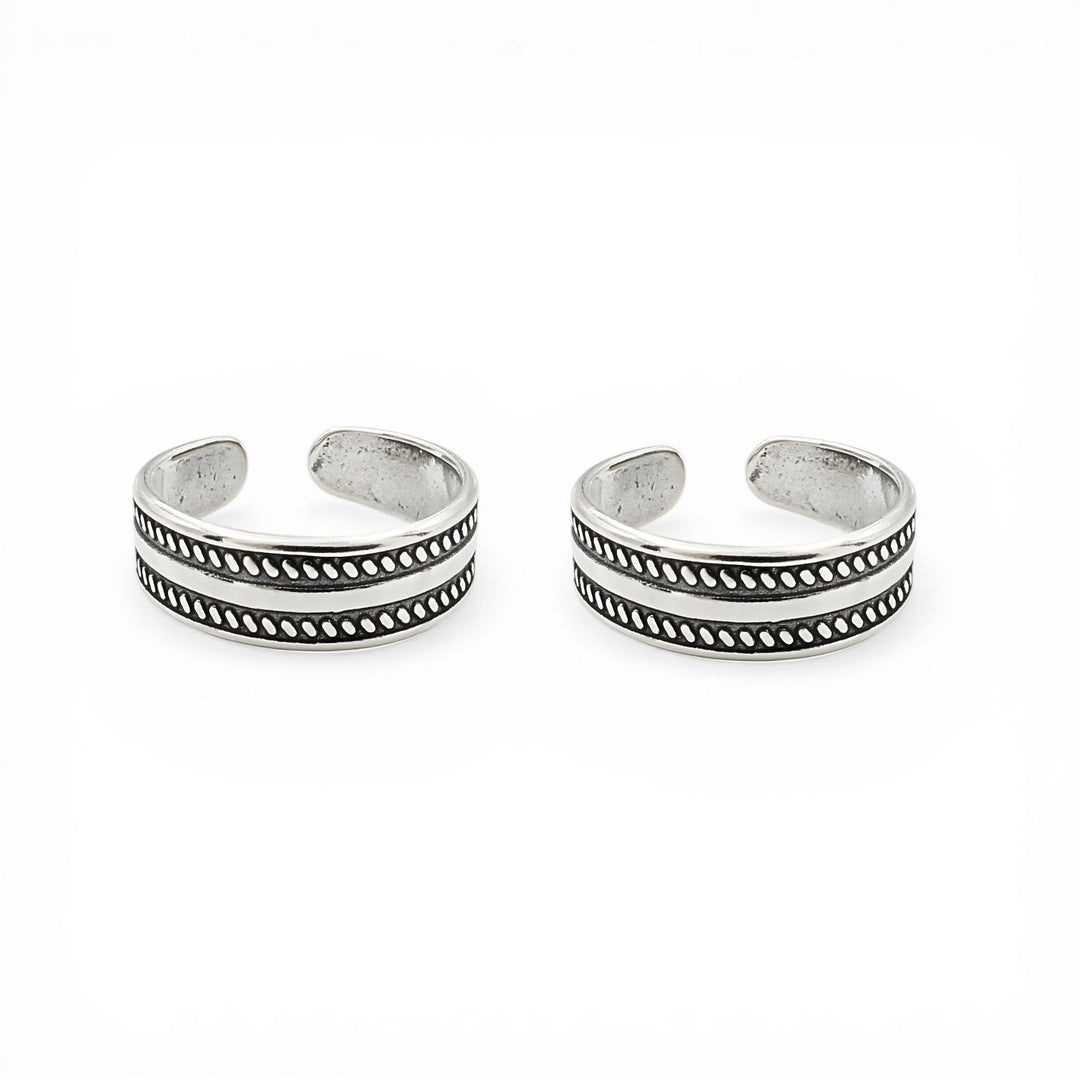 Boho wear 925 Real Sterling Silver women Oxidized Toe Ring - Pair