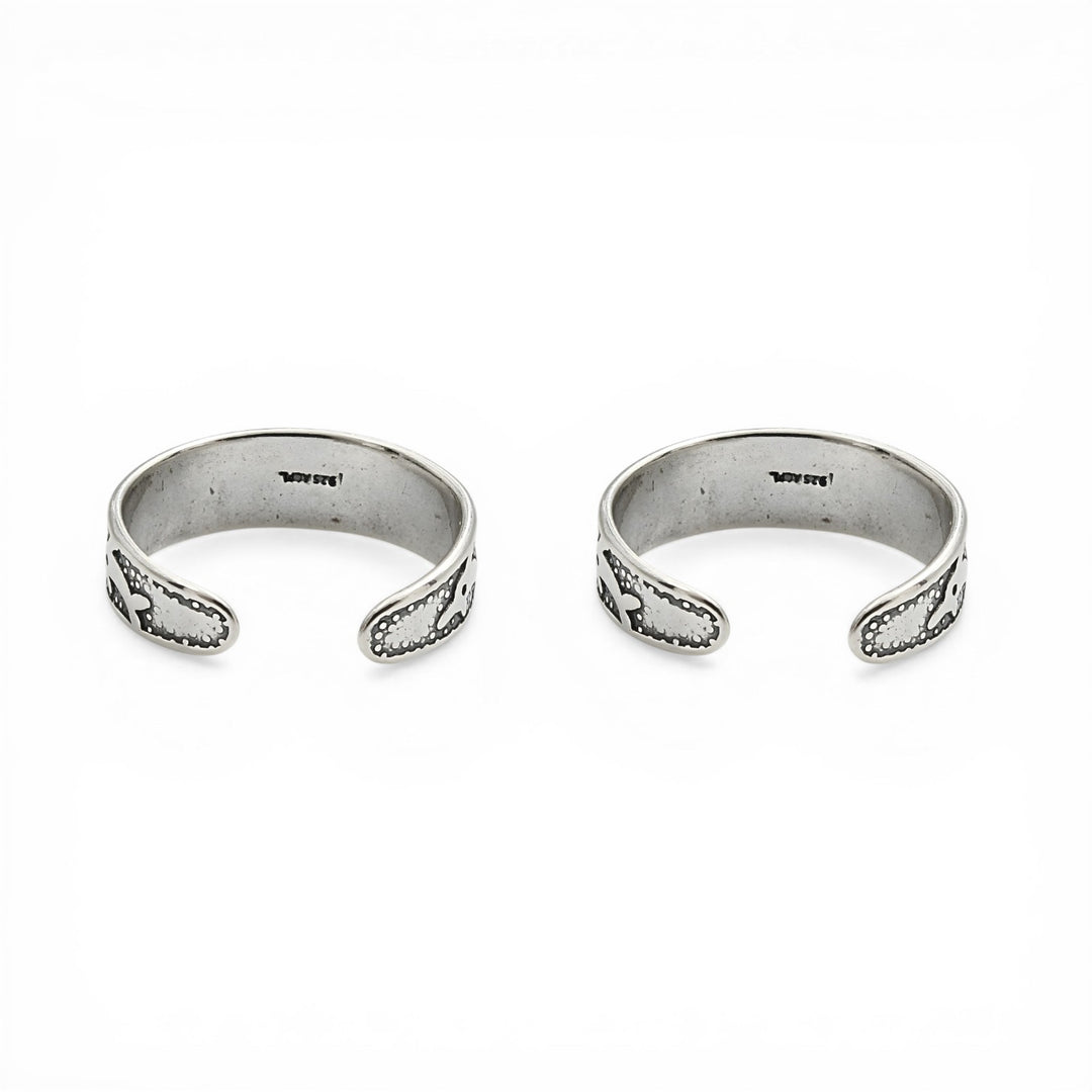 925 Real Silver Women Oxidized Dolphin design Toe Ring - Pair