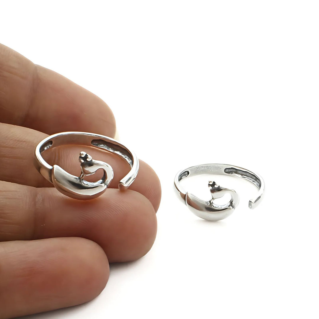 925 Real Sterling Silver women Oxidized  Peacock Pattern Toe Ring - Pair