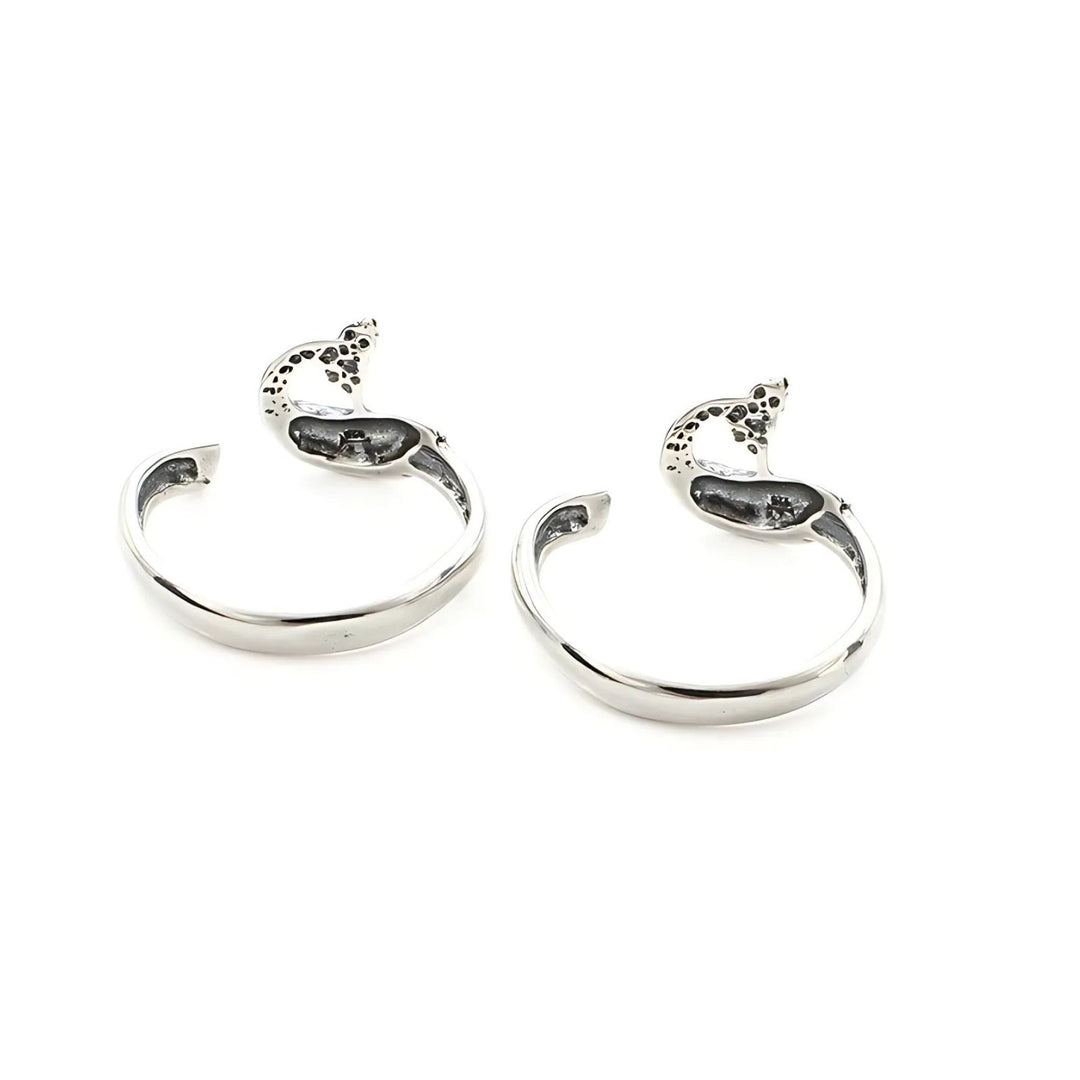 925 Real Sterling Silver women Oxidized  Peacock Pattern Toe Ring - Pair