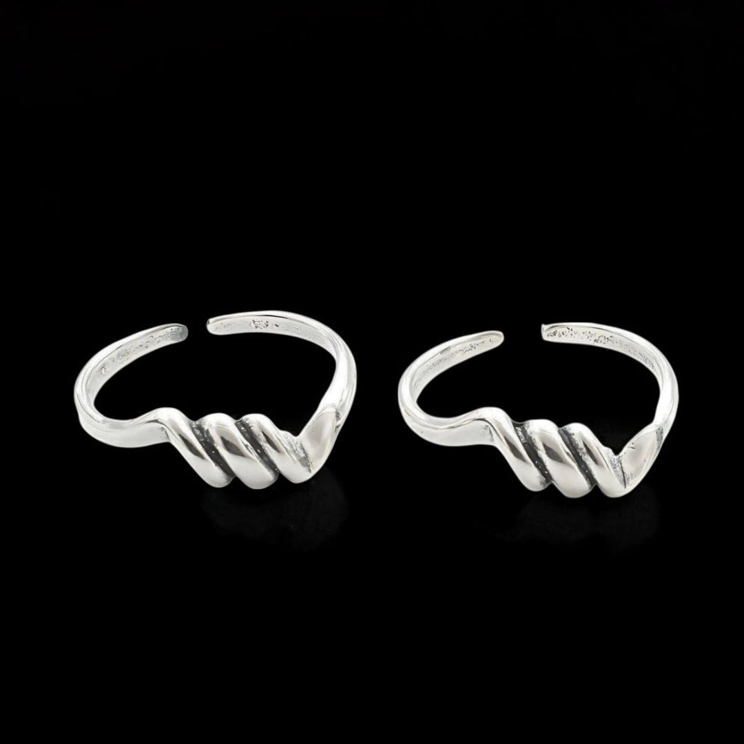 Ethnic 925 Real Sterling Silver women Oxidized Toe Ring - Pair