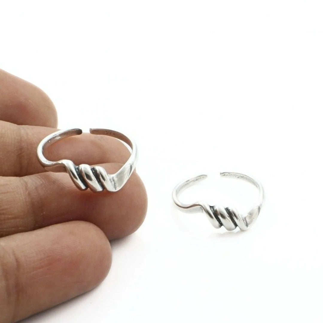 Ethnic 925 Real Sterling Silver women Oxidized Toe Ring - Pair