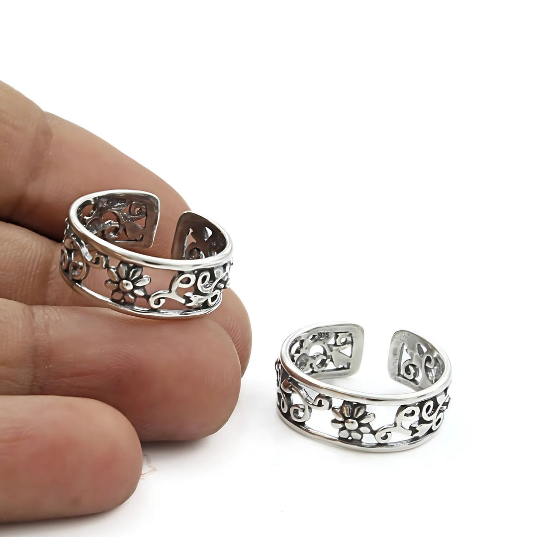 Beach wear 925 Real Sterling Silver Oxidized women Toe Ring - Pair