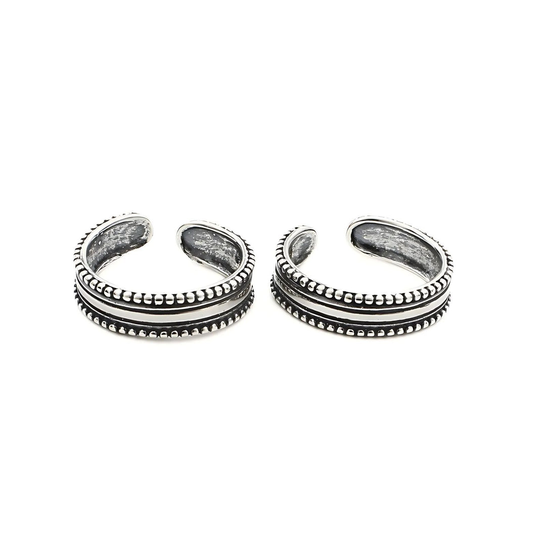 Simple Design 925 Real Sterling Silver women Oxidized band Toe Ring - Pair