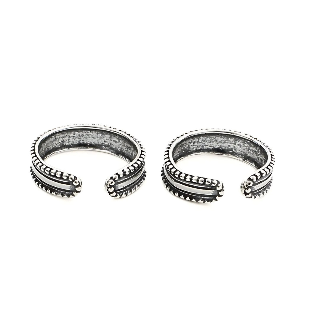 Simple Design 925 Real Sterling Silver women Oxidized band Toe Ring - Pair