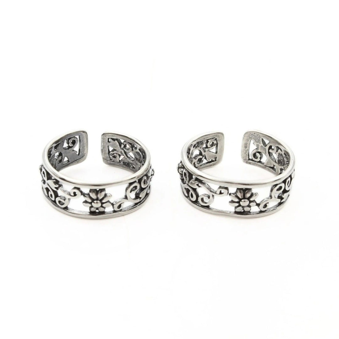 Beach wear 925 Real Sterling Silver Oxidized women Toe Ring - Pair
