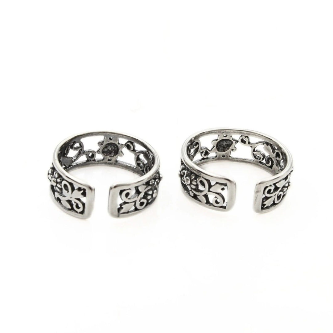 Beach wear 925 Real Sterling Silver Oxidized women Toe Ring - Pair