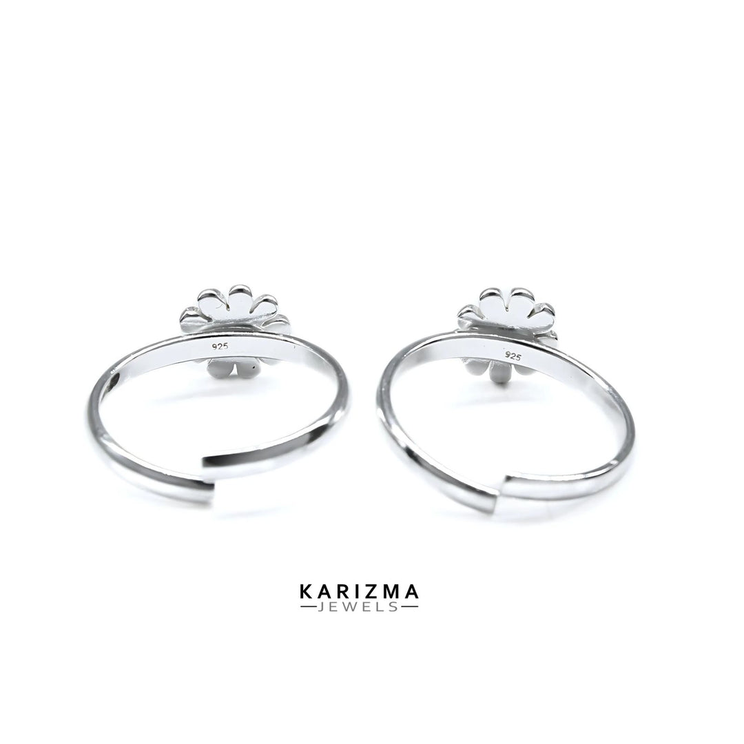 925 Real Sterling Silver Indian women floral style Toe Ring - Pair