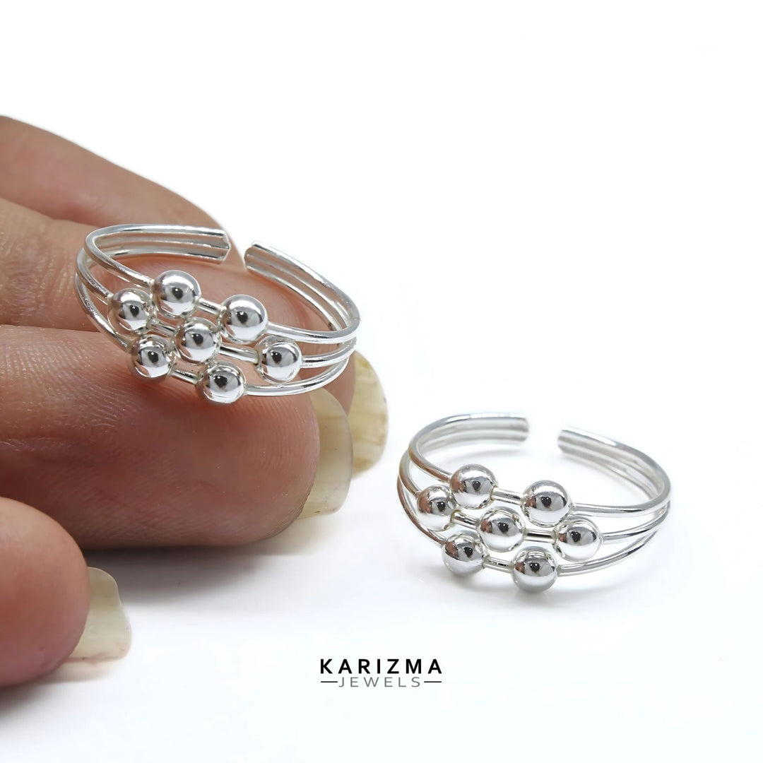 Trendy 925 Real Sterling Silver women daily wear Ball Design Toe Ring - Pair