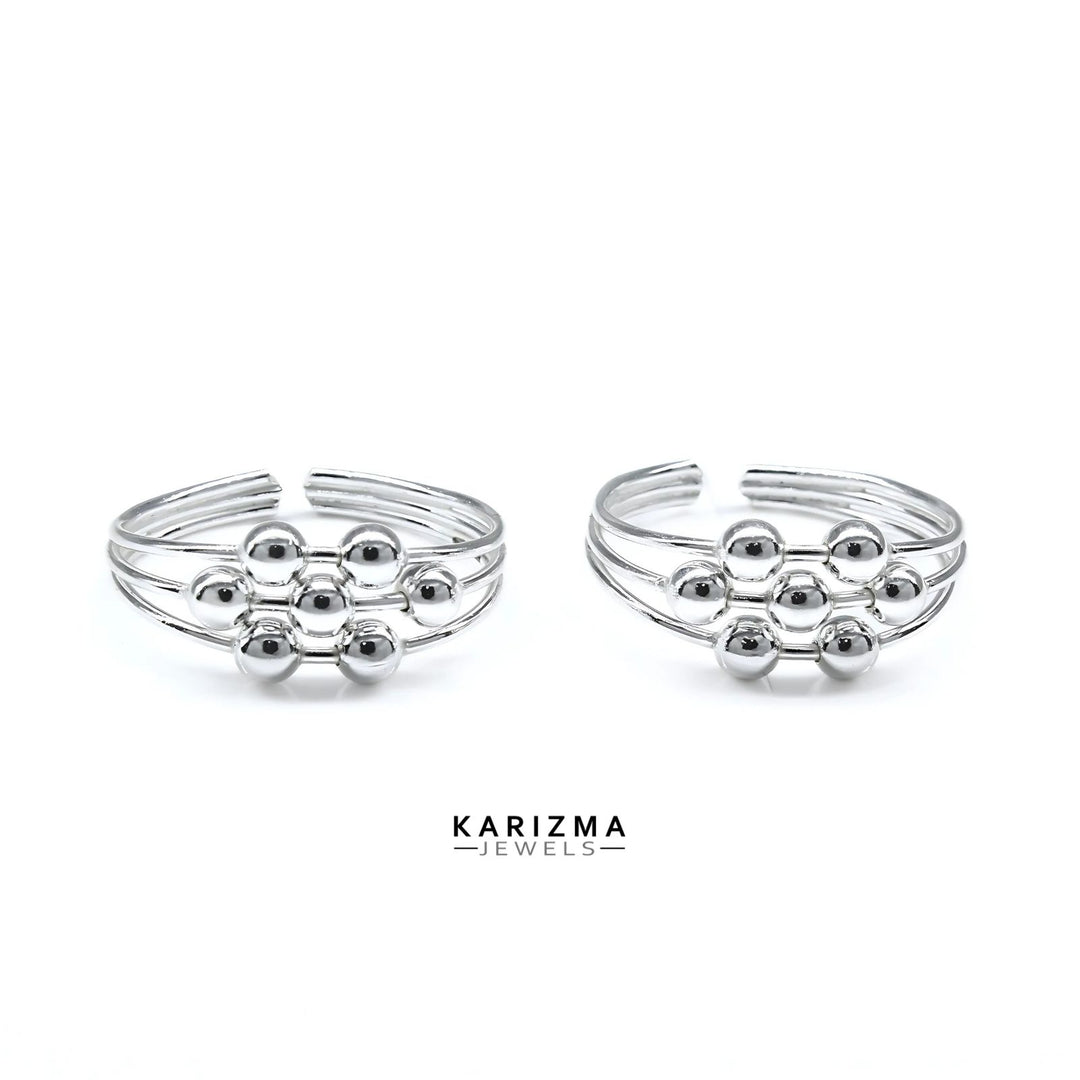 Trendy 925 Real Sterling Silver women daily wear Ball Design Toe Ring - Pair
