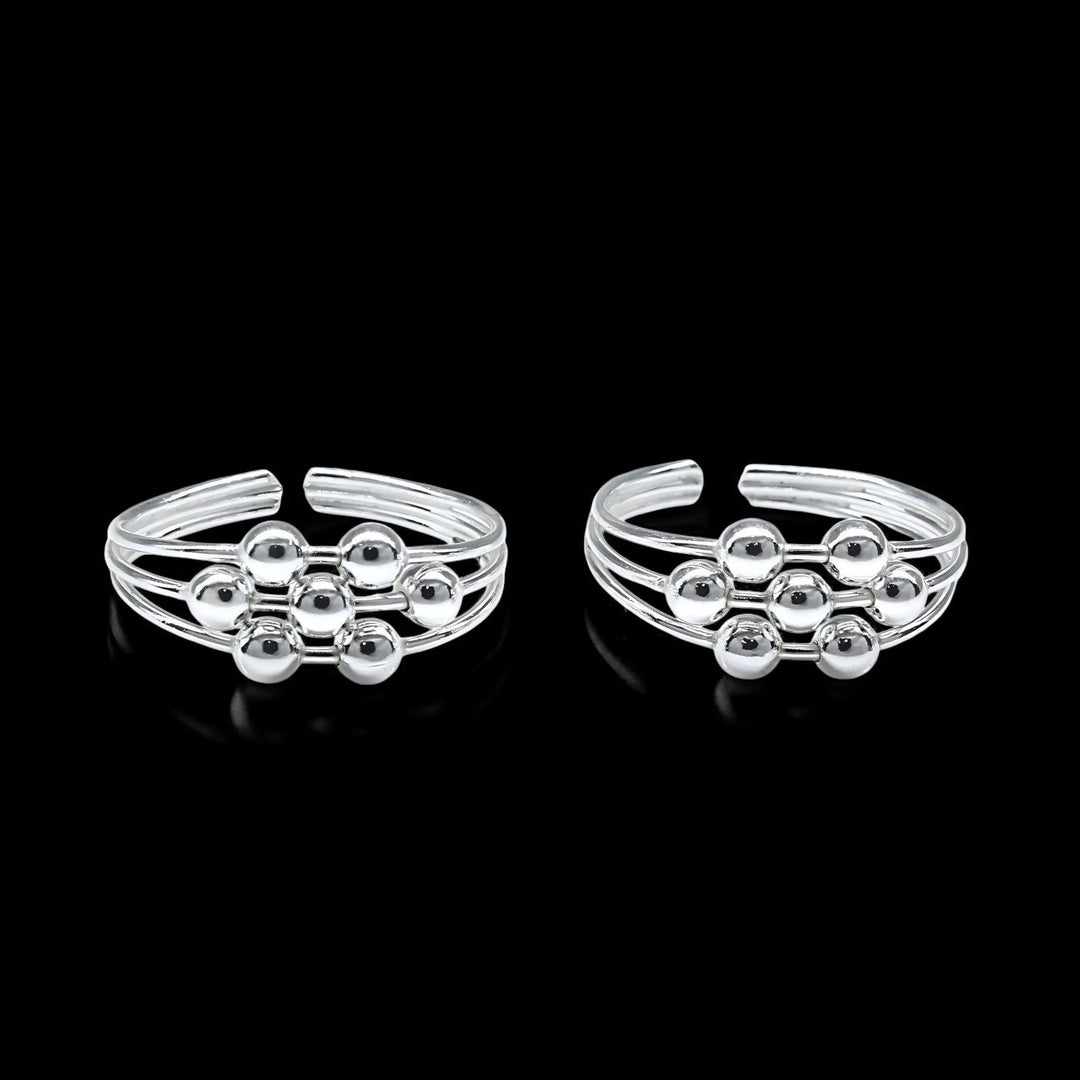 Trendy 925 Real Sterling Silver women daily wear Ball Design Toe Ring - Pair