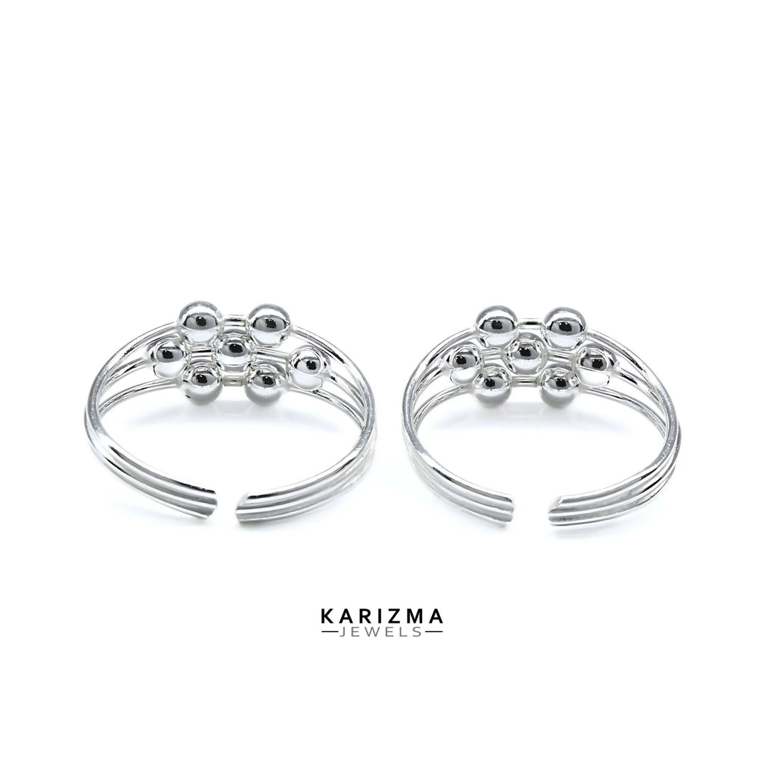 Trendy 925 Real Sterling Silver women daily wear Ball Design Toe Ring - Pair