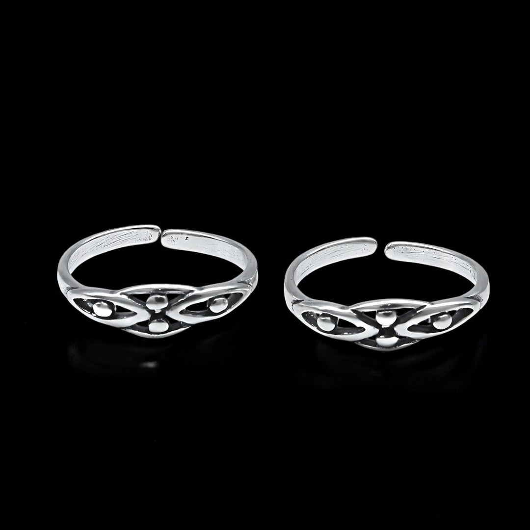 Traditional 925 Real Sterling Silver women Adjustable Oxidized Toe Ring - Pair