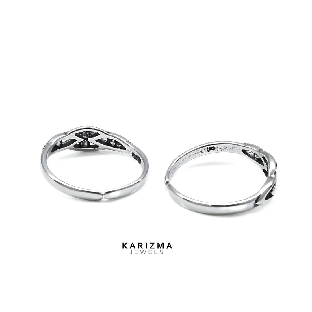 Traditional 925 Real Sterling Silver women Adjustable Oxidized Toe Ring - Pair