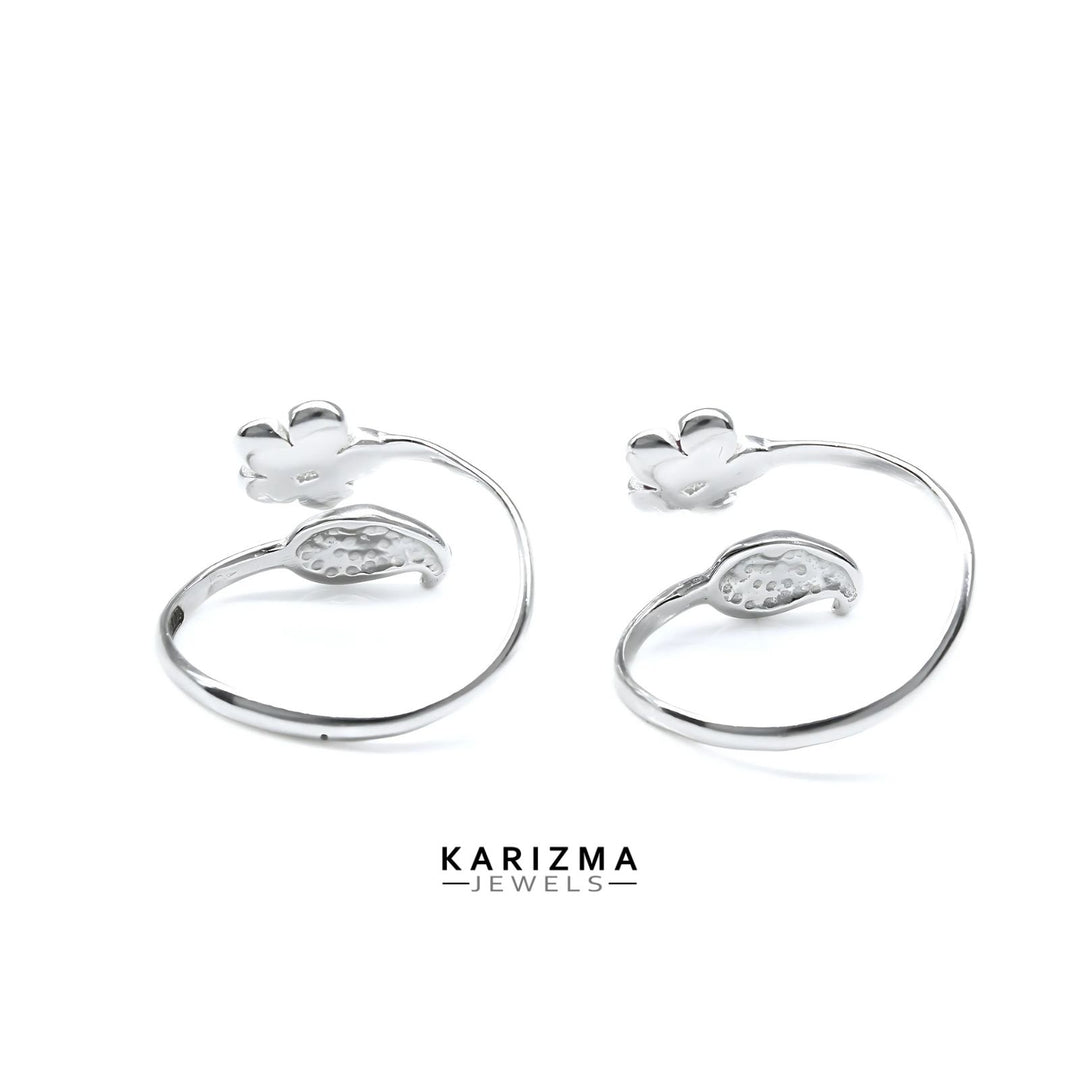 925 Real Sterling Silver women Adjustable Excellent Enamel Toe Ring - Pair