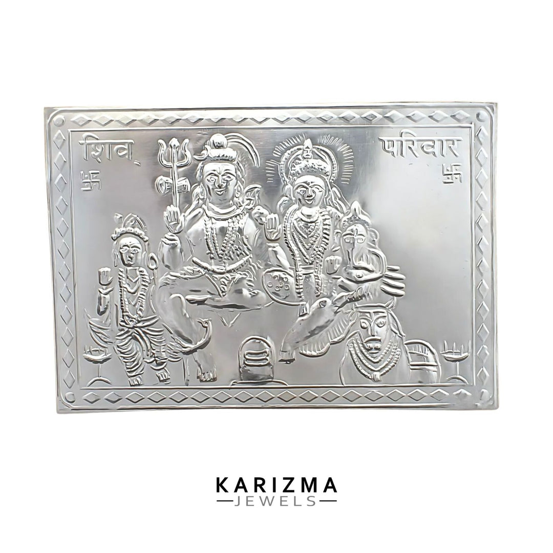 Real Silver Shiv Parivar Yantra Sheet for Hindu Pooja/ Wealth