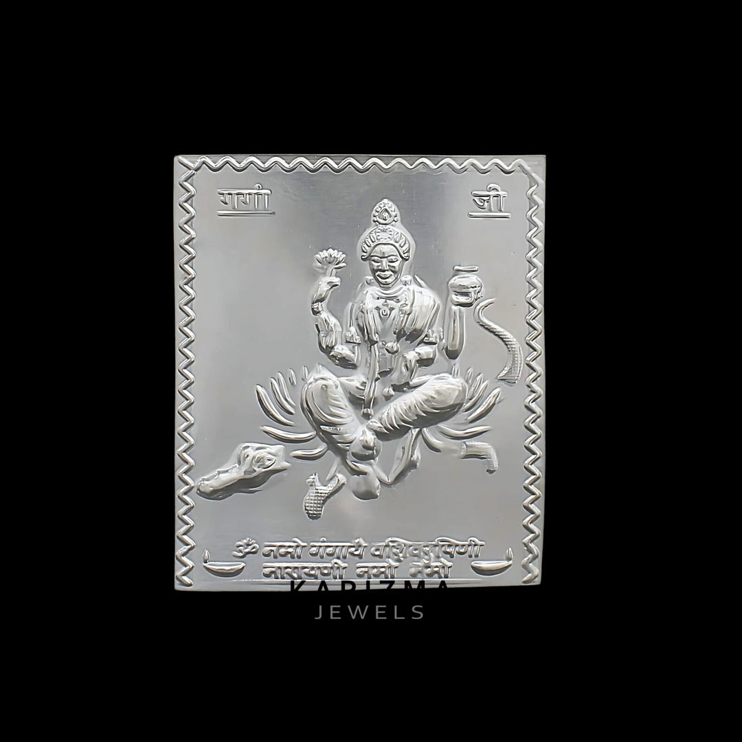 Real Silver Ganga Ji silver sheet for Hindu religious red book remedies