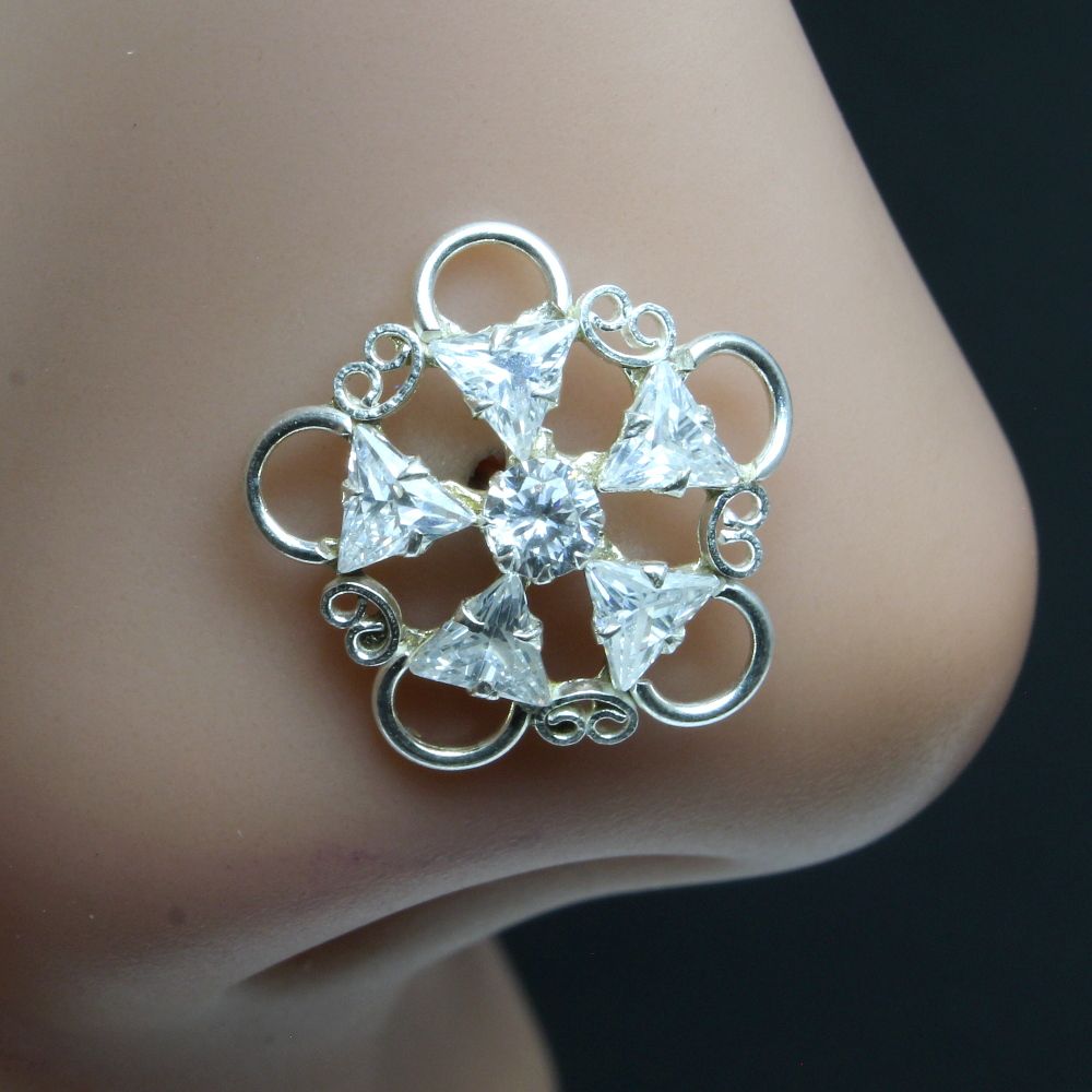 flower-indian-925-sterling-silver-white-cz-l-bend-corkscrew-nose-ring-22g
