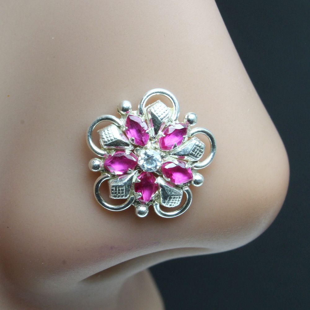 ethnic-indian-925-sterling-silver-pink-white-cz-studded-corkscrew-nose-ring-22g-10261