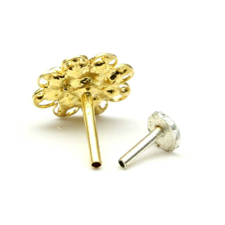 Real Gold Nose pin for women with push pin 