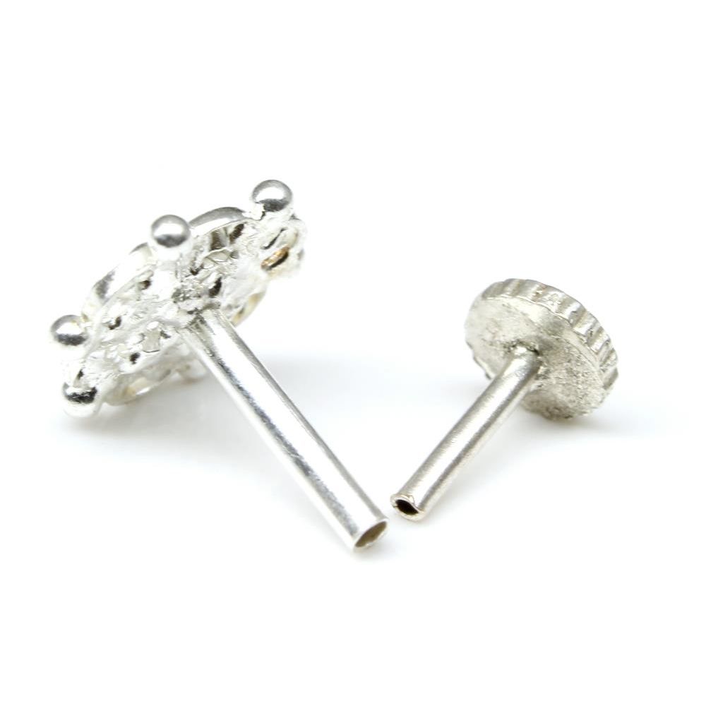 Sterling Silver nose stud, Body Piercing Jewelry Indian Nose ring Push Pin