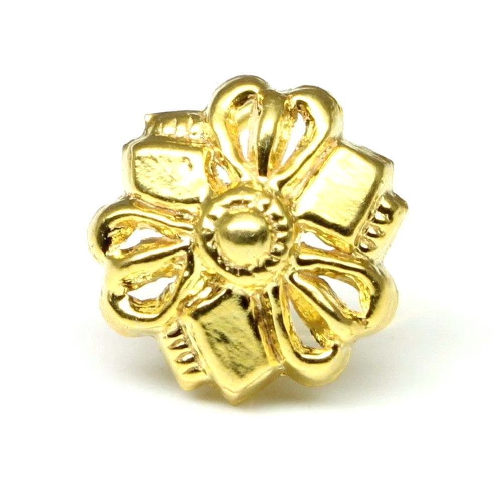 Indian Nose Stud, Gold plated nose ring, Push Pin nase stud 18g