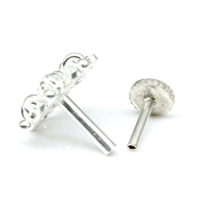 Sterling Silver nose stud, Body Piercing Jewelry Indian Nose ring Push Pin