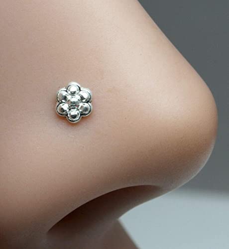Tiny Indian Style Sterling Silver Body Piercing Jewelry Nose Stud Push Pin