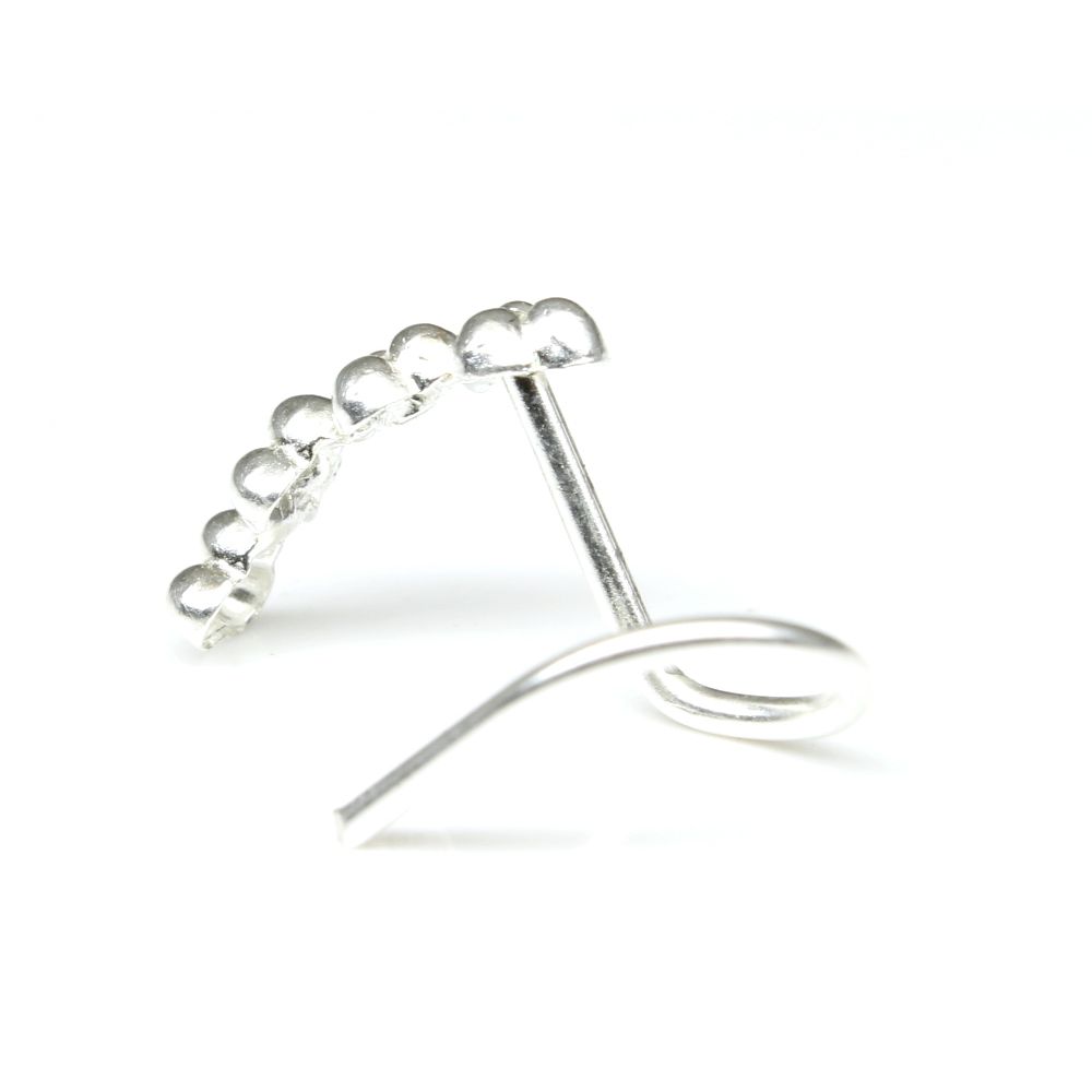 Indian 925 Sterling Silver Nose Stud, corkscrew piercing nose ring L Bend 22g