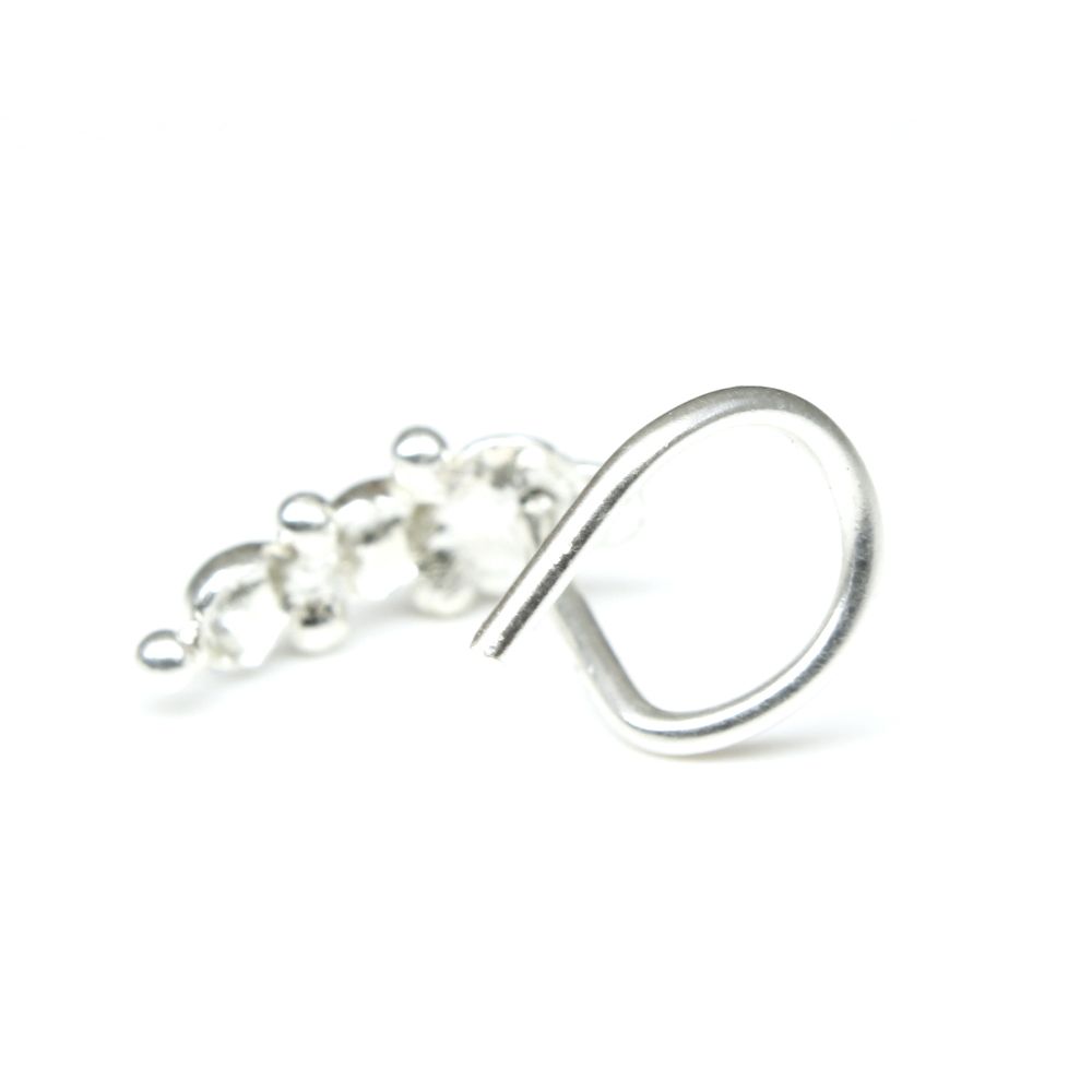 Indian 925 Sterling Silver Nose Stud, corkscrew piercing nose ring L Bend 22g