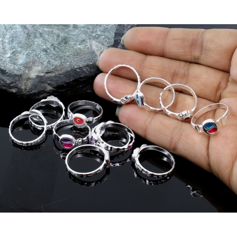 12pc assorted Indian sterling silver rings challa - marriage gift for girls