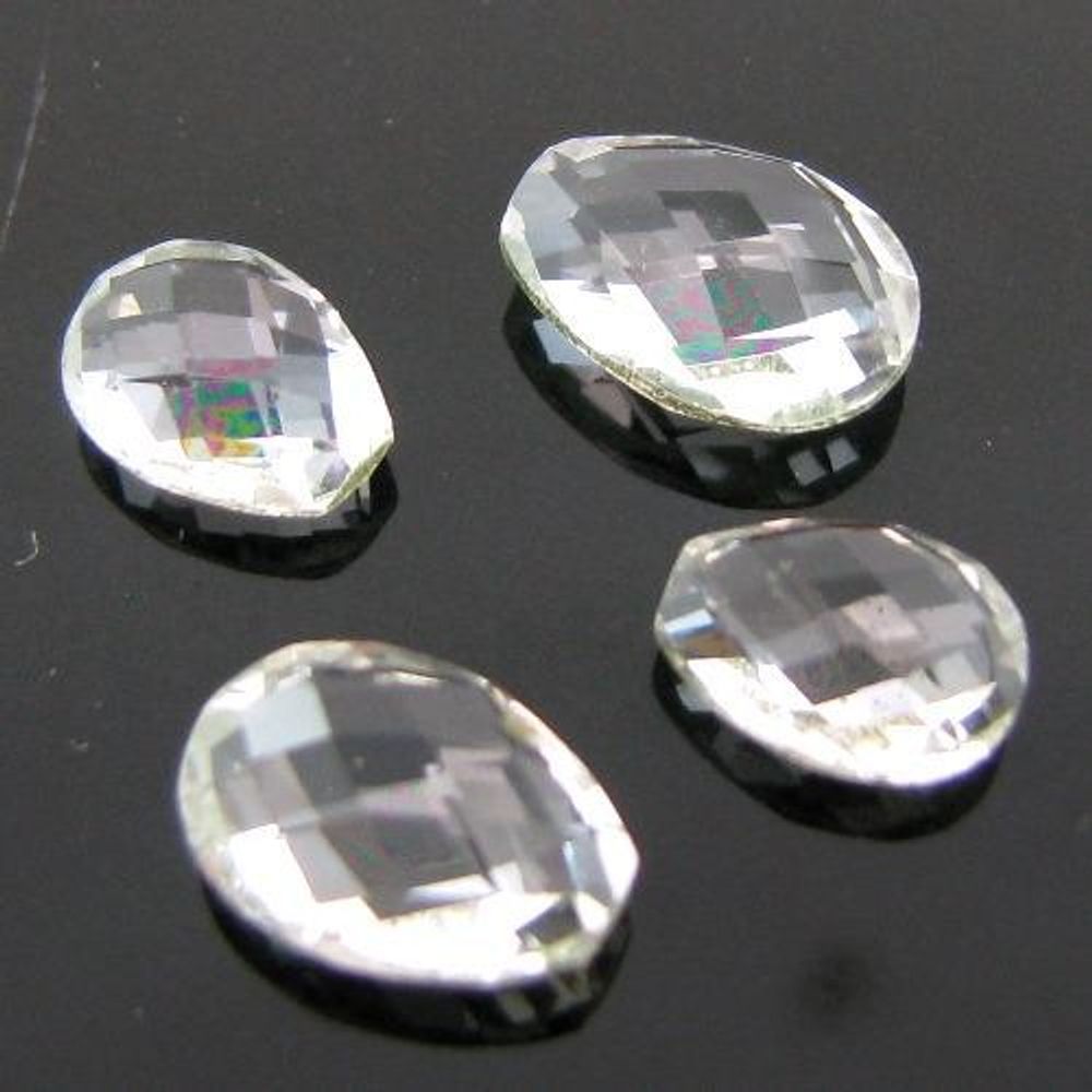 6.3Ct 4pc Wholesale Lot Natural Clear White Topaz Checker Drop Cut Gemstones